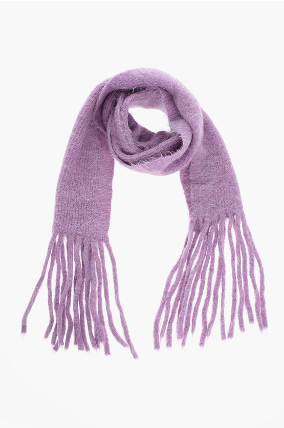 Séfr Solid Color Scarf With Fringes In Purple