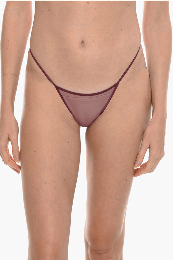 Nensi Dojaka Solid Color See-through Thong In Burgundy