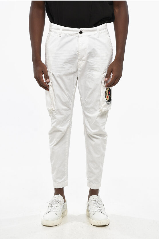 Dsquared2 Solid Color Sexy Cargo Fit Pants With Contrasting Patch In Red