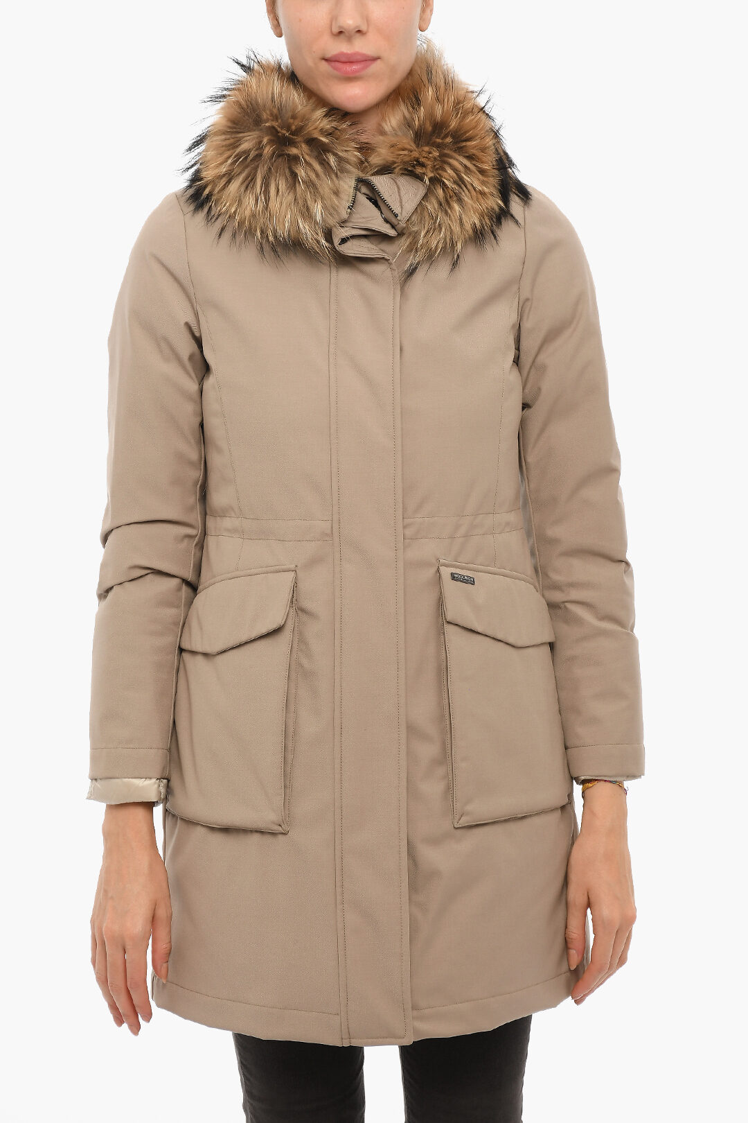 Woolrich Patch Pockets MILITARY Down Jacket with Real Fur women - Glamood  Outlet