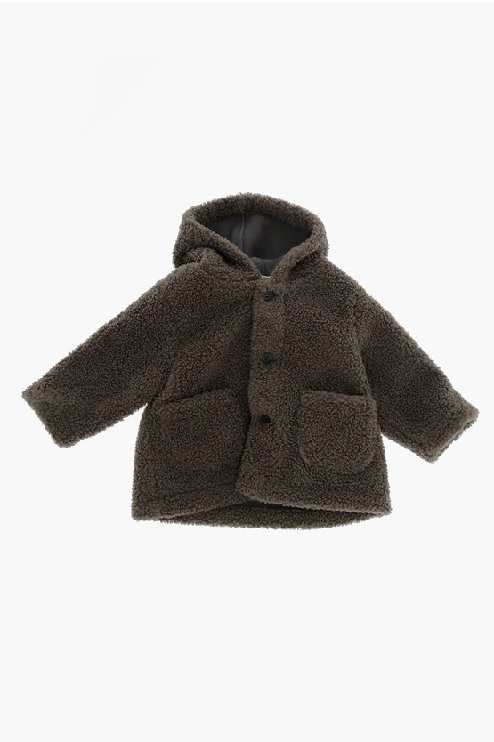 Shop Douuod Solid Color Sherpa Coat With Hood