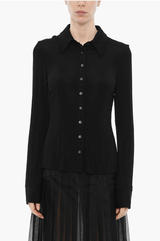 Shop Louisa Ballou Solid Color Shirt With Logo Buttons