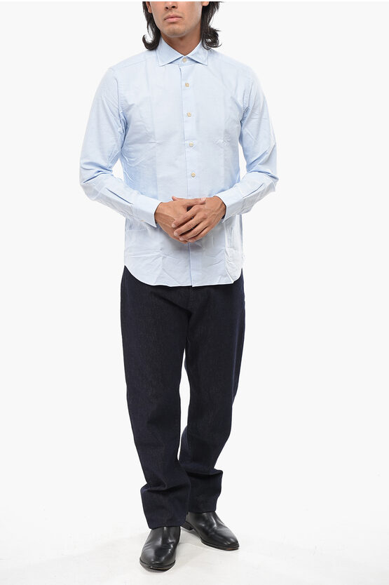 Alessandro Gherardi Solid Color Shirt With Spread Collar In Blue