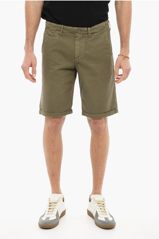 Woolrich Solid Color Shorts With Belt Loops In Green