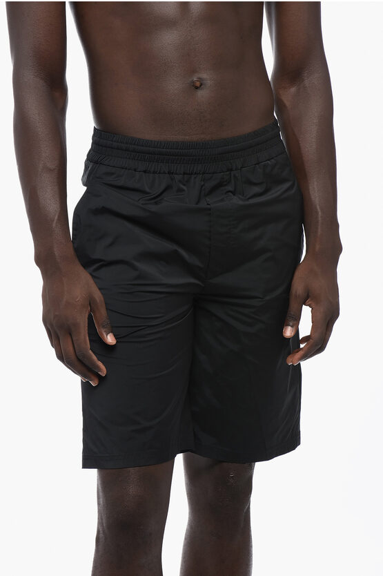 Shop Neil Barrett Solid Color Shorts With Drawstring Waist