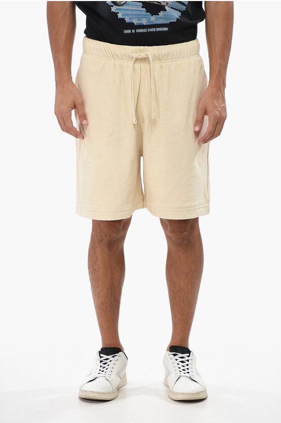 Burberry Solid Color Shorts With Equestrian Knight Print In Neutral