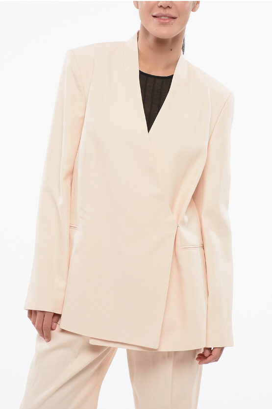 Loulou Studio Lahari Collarless Double-breasted Linen Blazer