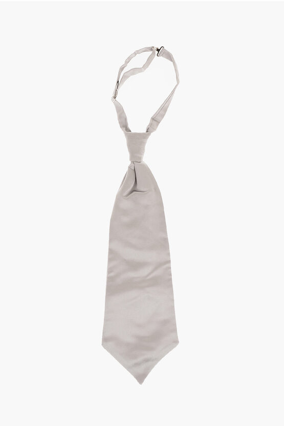 Corneliani Solid Colour Silk Ascot Ceremony Tie In Grey