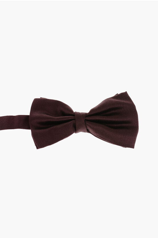 Corneliani Solid Color Silk Bow Tie In Brown