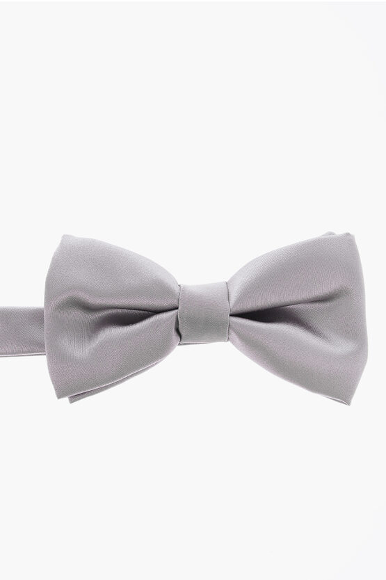 Marzullo Solid Color Silk Bow Tie In Gray