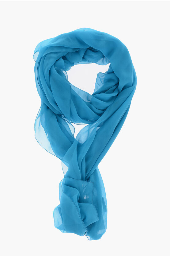 Alberta Ferretti Solid Color Silk Foulard In Blue