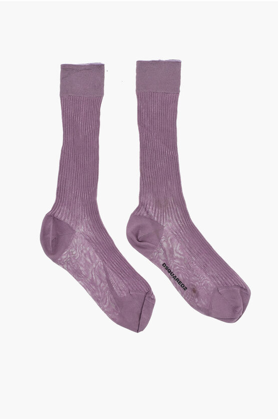 Dsquared2 Solid Color Silk Long Socks