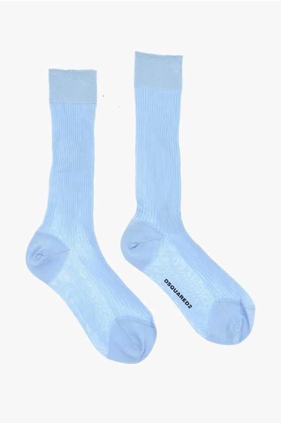 Dsquared2 Solid Color Silk Long Socks