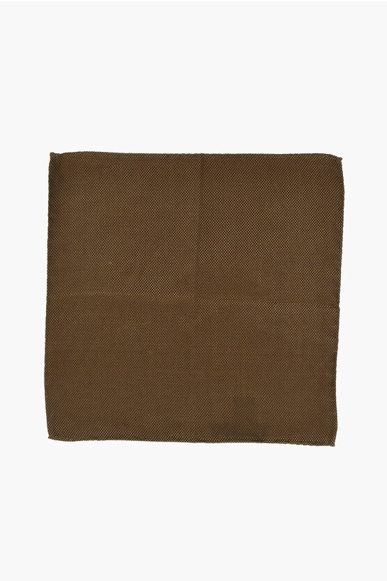 Dsquared2 Solid Color Silk Pocket Square With Micro Patterns In Green