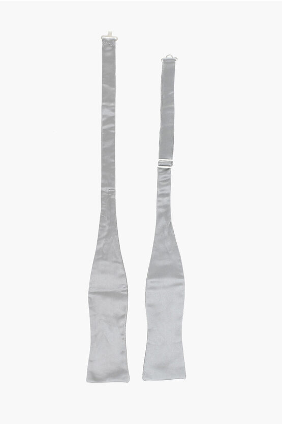 Corneliani Solid Color Silk Self Bow-tie In White
