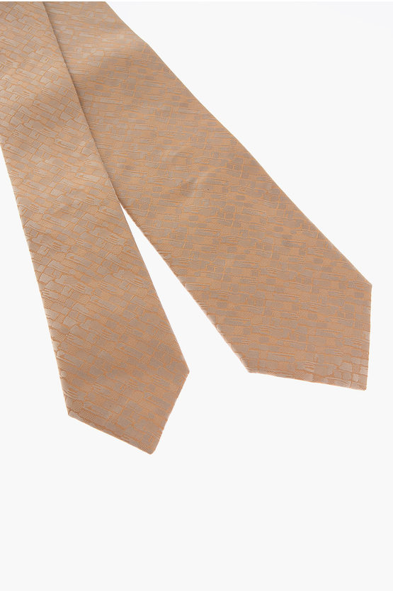 Corneliani Solid Color Silk Tie With Adjustable Collar In Brown