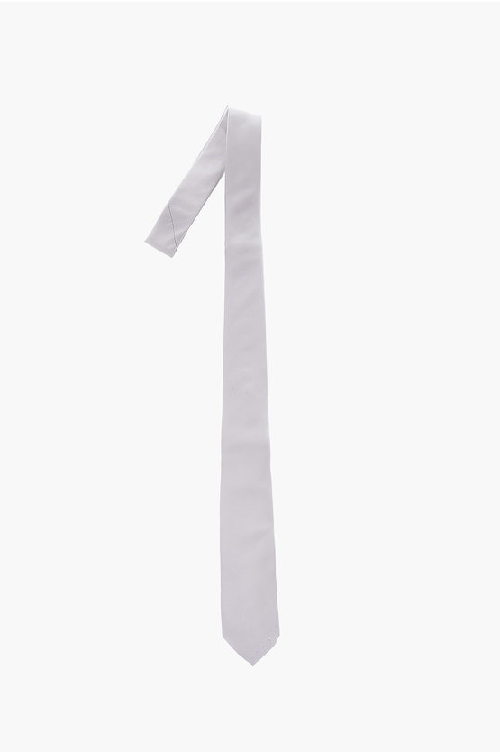 Moschino Solid Color Silk Tie In White