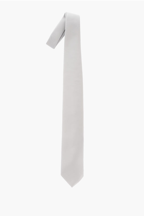 Corneliani Solid Color Silk Tie In Gray