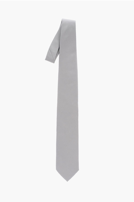 Corneliani Solid Colour Silk Tie In Grey
