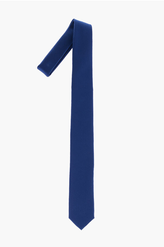 Marzullo Solid Color Silk Tie In Blue