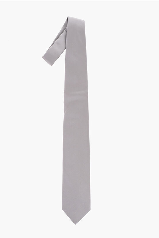 Marzullo Solid Colour Silk Tie In Grey