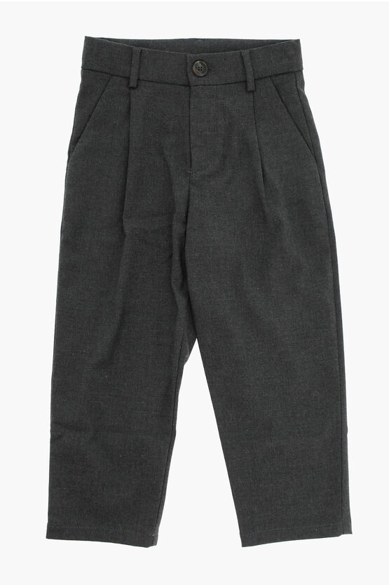 Douuod Solid Color Single-pleat Pants