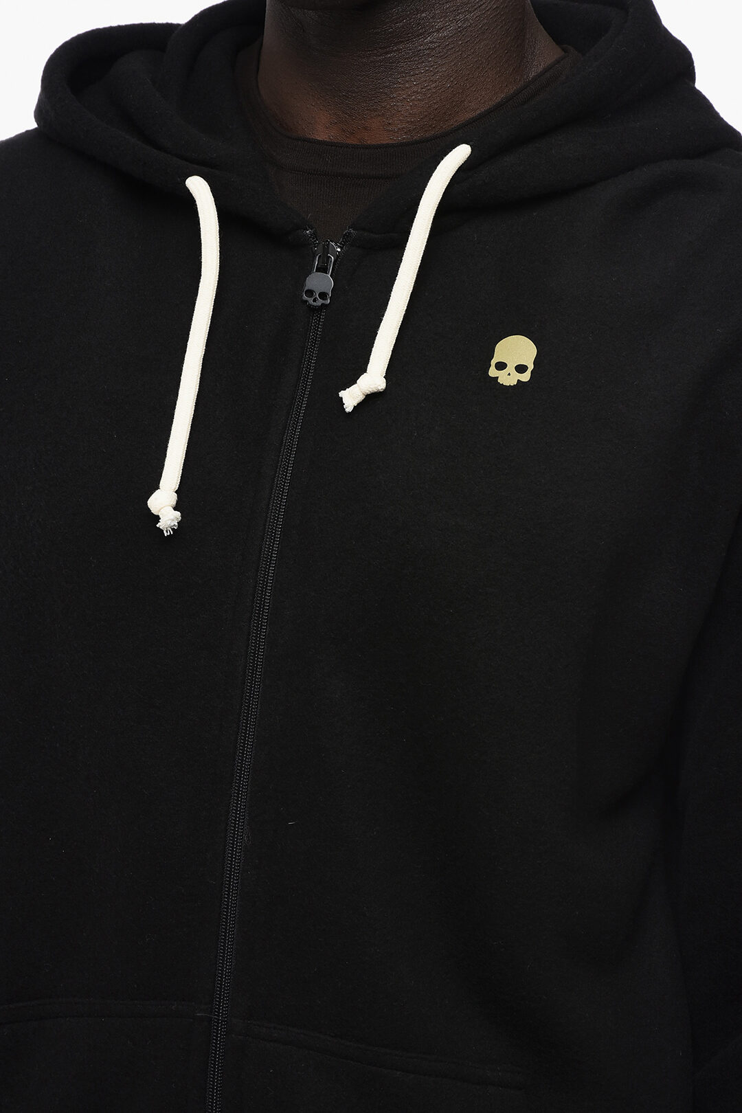 Hydrogen Solid Color SKULL FZ Sweatshirt with Zip Closure