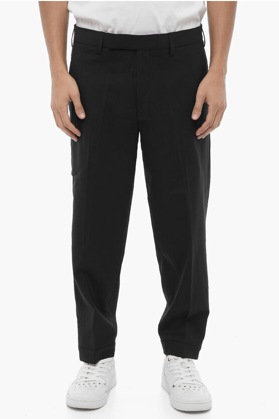 Neil Barrett Solid Color Slim Fit Chino Pants With Adjustable Ankle In Black