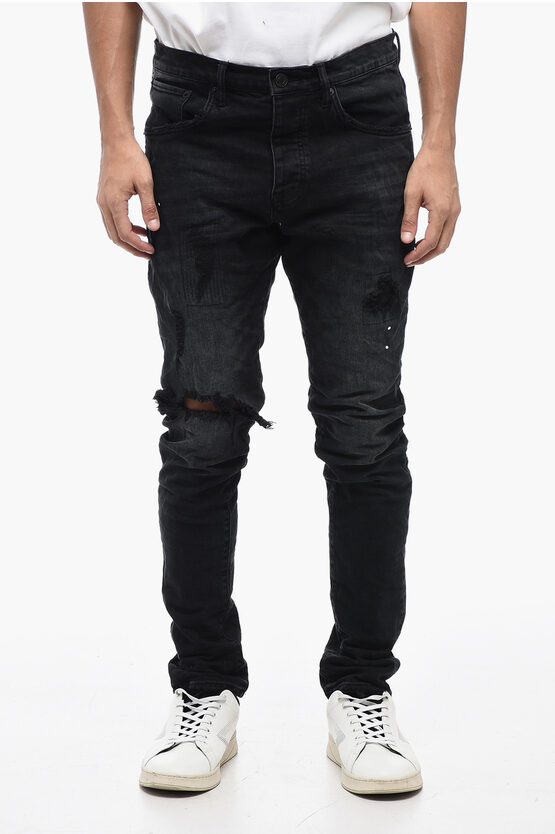 Shop Purple Delavè Slim Fitted Denims With Distressed Effect 16cm