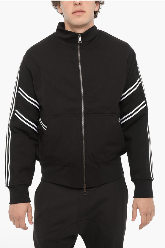 Neil Barrett Solid Color Slim Fit Sweatshirt With Contrasting Bands In Black