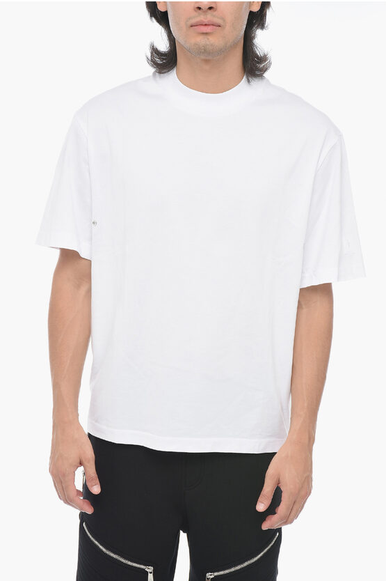 Shop Neil Barrett Solid Color Slim Fit T-shirt With Eyelets Details