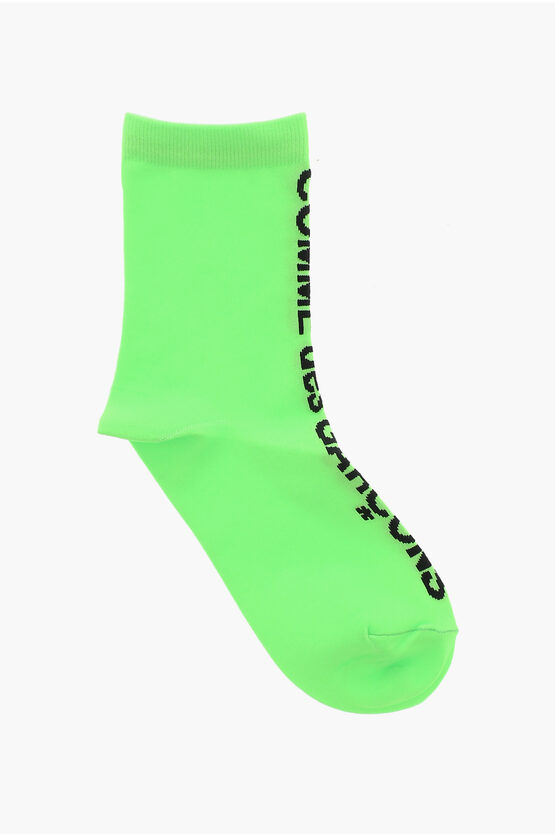 Shop Comme Des Garçons Solid Color Socks With Contrasting Logo