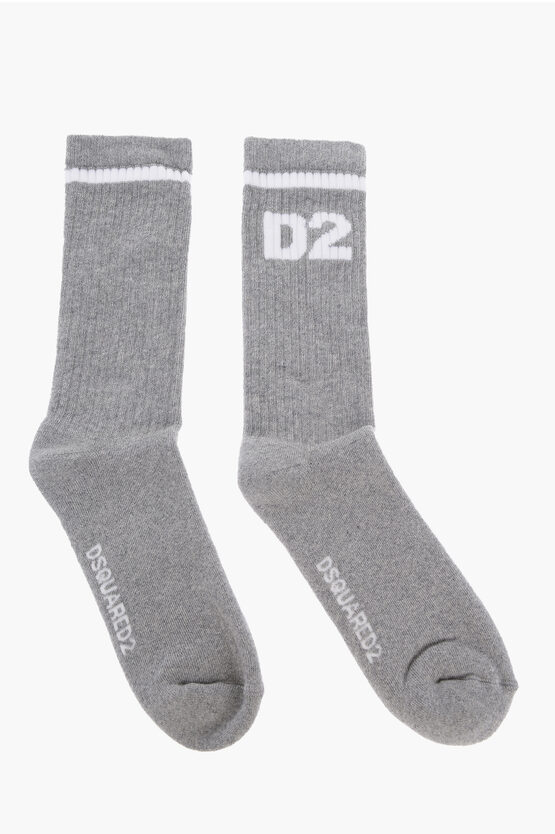 Shop Dsquared2 Solid Color Socks With Contrasting Logo