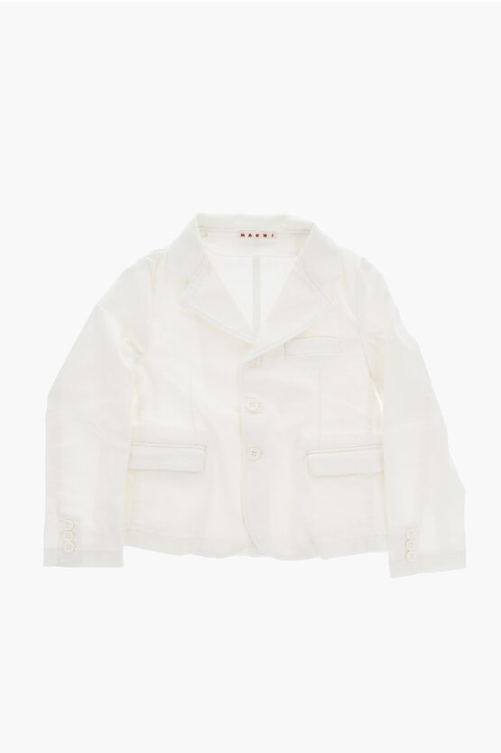 Marni Solid Color Stretch Cotton Blazer