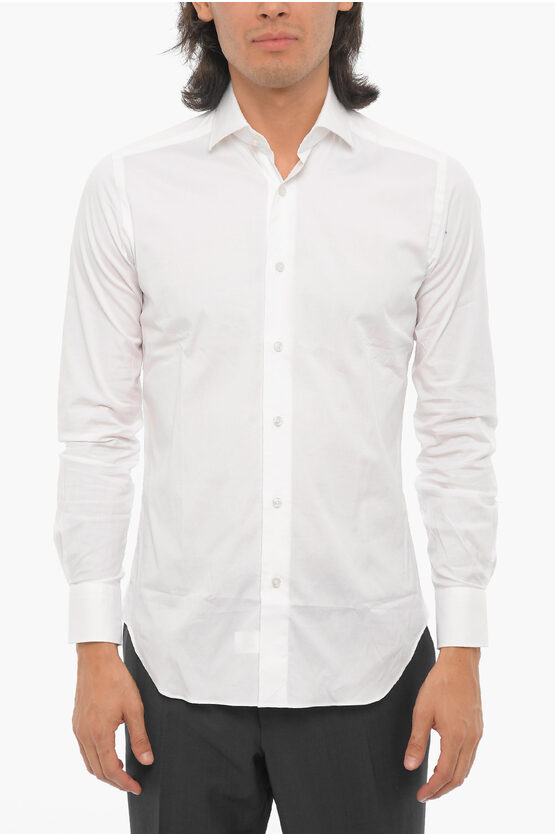 Shop Xacus Solid Color Stretch Cotton Shirt