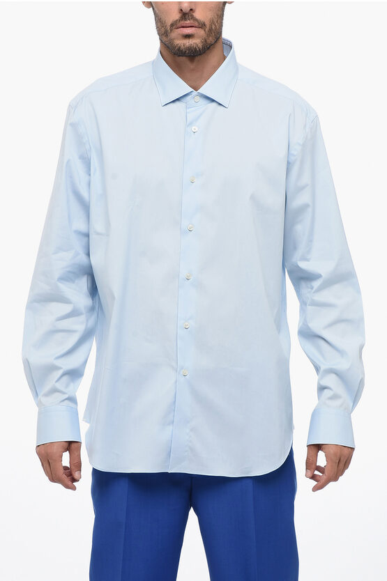 Shop Xacus Solid Color Stretch Cotton Shirt