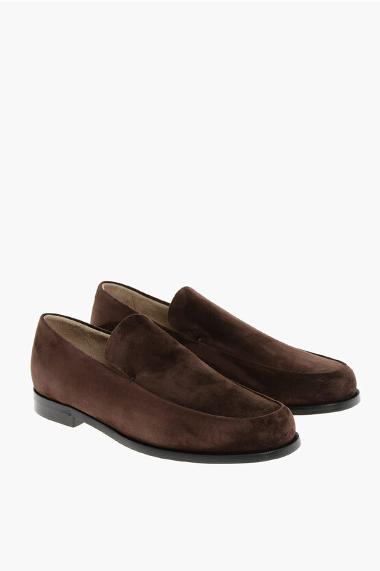 Khaite Solid Color Suede Alessio Loafers In Brown