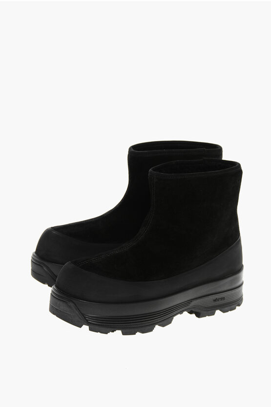 Diemme Solid Color Suede Booties With Sole 6cm In Black