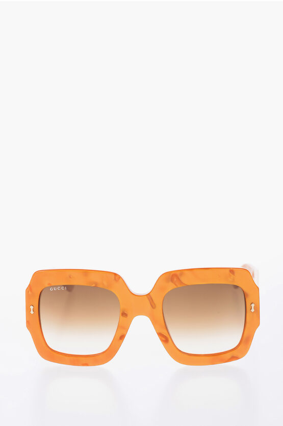 Gucci Solid Color Sunglasses With Oversized Frame In Yellow