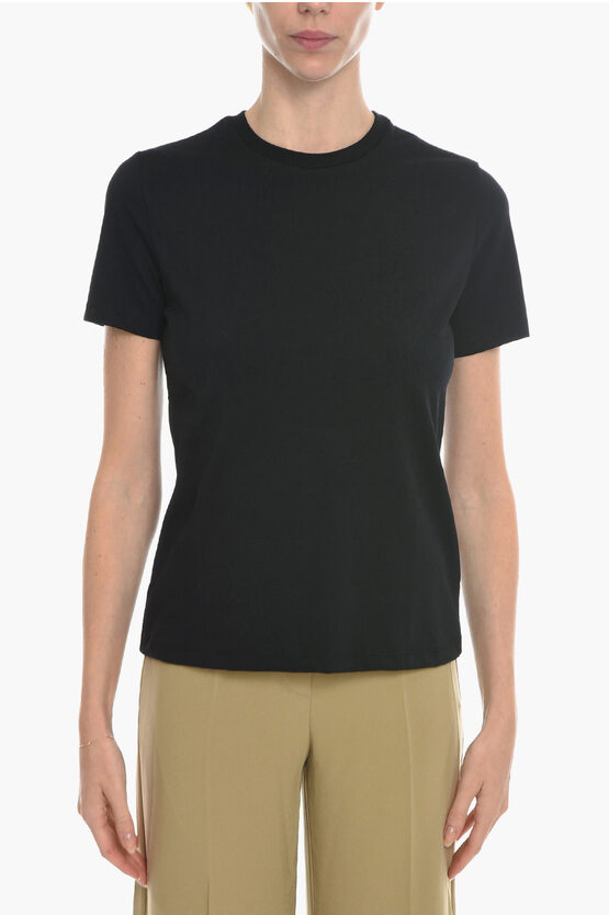 Holzweiler Solid Colour Suzana Crew-neck T-shirt With Printed Logo In Black