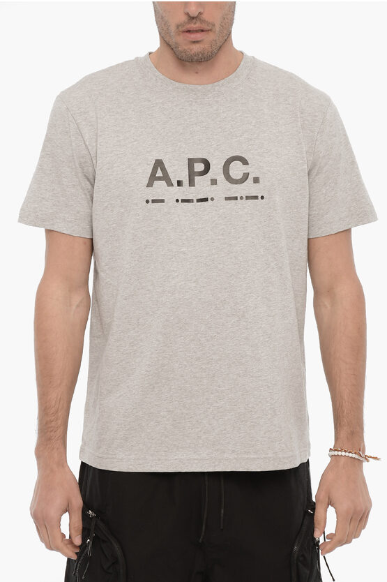 Apc Solid Colour Sven Crew-neck T-shirt With Printed Logo In Brown