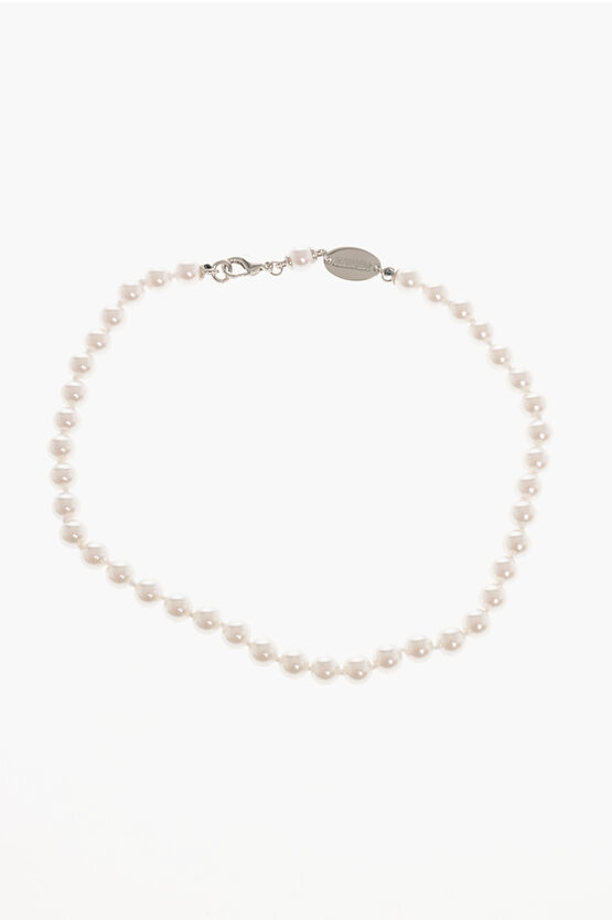 Shop Dsquared2 Solid Color Swarovski Pearls And Metal Choker Necklace