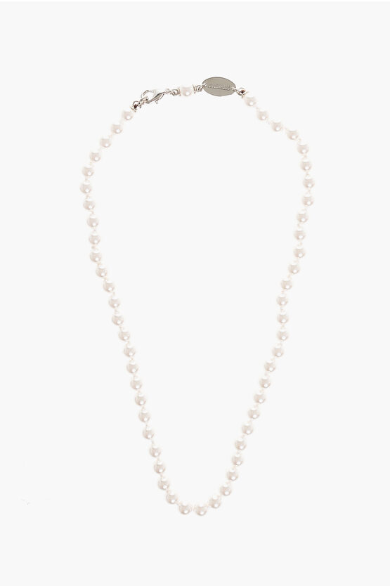 Shop Dsquared2 Solid Color Swarovski Pearls And Metal Necklace
