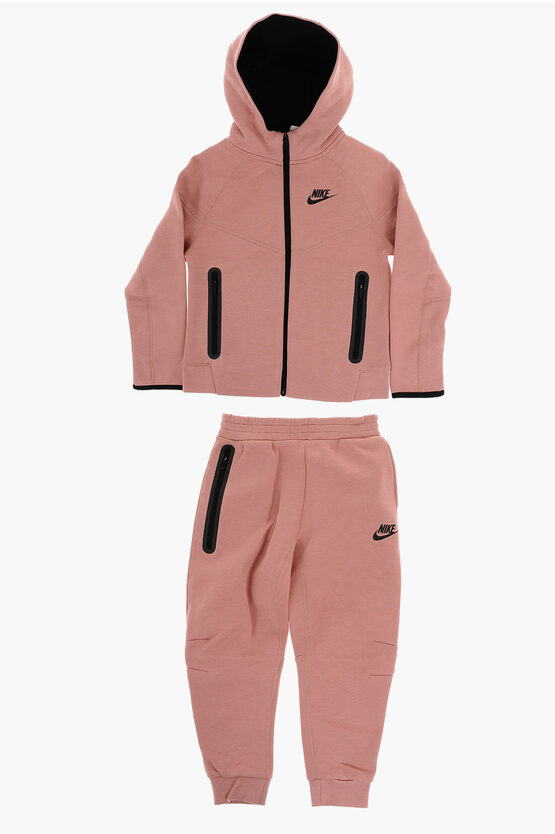 Nike Solid Colour Sweatshirt And Joggers Set With Contrasting Deta In Pink