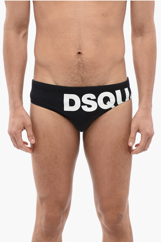 DSQUARED2 SOLID COLOR SWIM BRIEF WITH CONTRASTING LOGO
