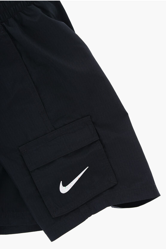 Solid Color Swim Shorts with 4 Pockets