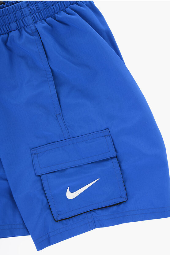 Solid Color Swim Shorts with 4 Pockets