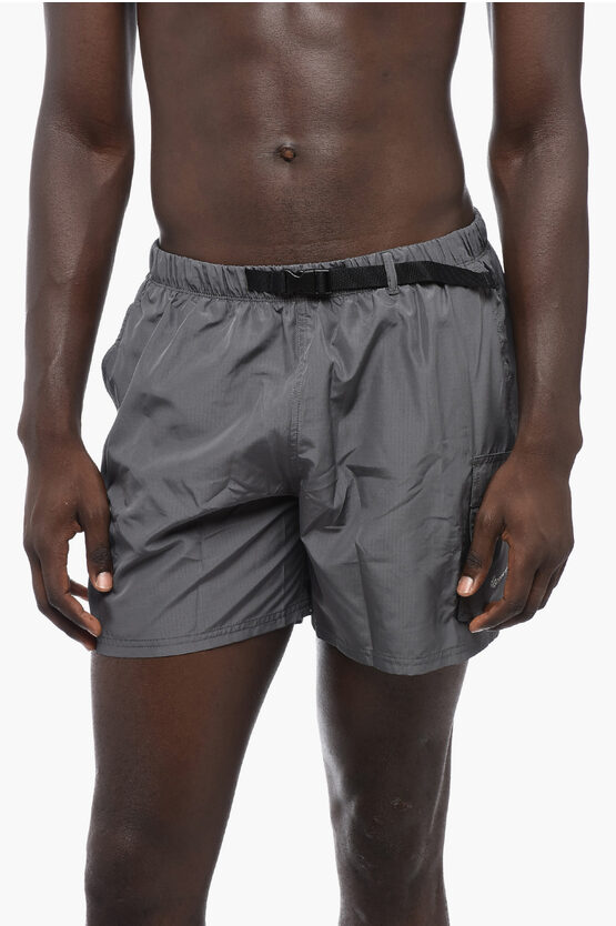 Shop Nike Solid Color Swim Shorts With Industrial Belt