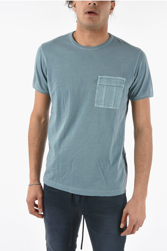 Diesel Solid Color T-dieringy T-shirt With Breast Pocket In Blue