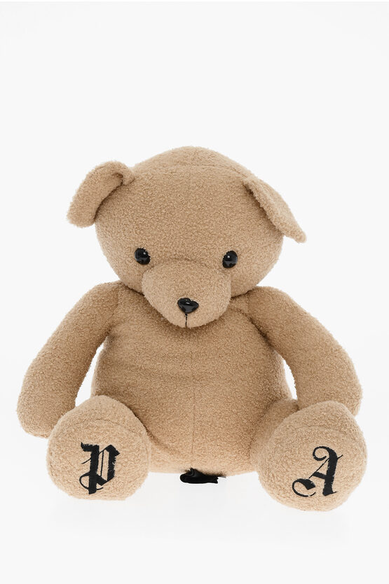 Palm Angels Solid Color Teddy Bear Soft Toy With Embroidered Logo In Brown